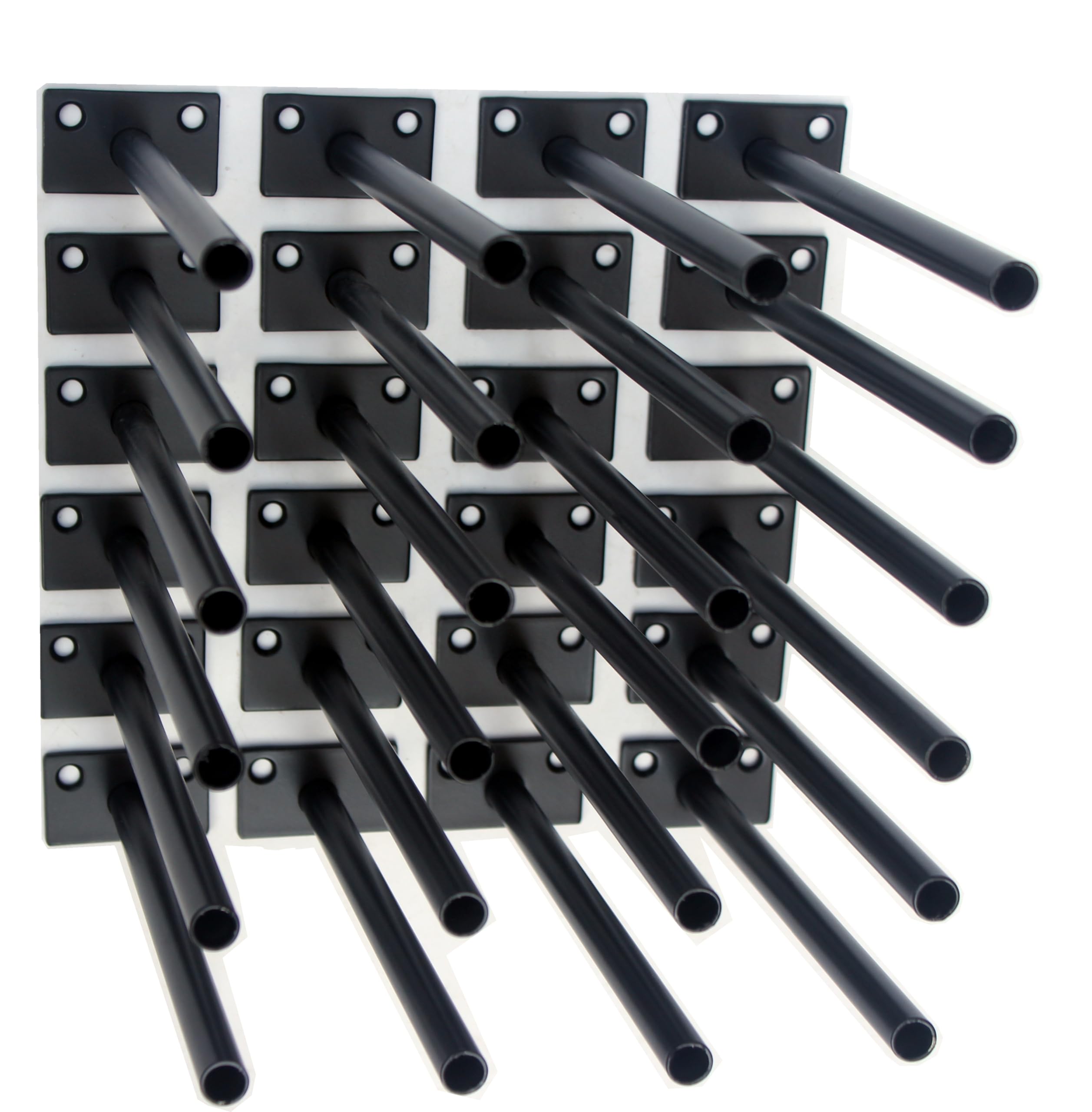 Photo 1 of 24 Pcs 8" Black Steel Floating Shelf Bracket Blind Shelf Supports - Hidden Brackets for Floating Wood Shelves - Concealed Blind Shelf Support – Screws and Wall Plugs Included