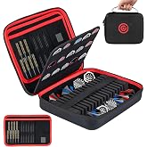 Lebared XXL Large EVA Hard Shell Dart Case for 15Darts, 30 Flights, Shafts &amp; Accessories with Carry Handle, Darts Case with Soft Pad &amp; Mesh Bag for Steel or Soft Tips, Dart Bag Bar Game, Travel -Red