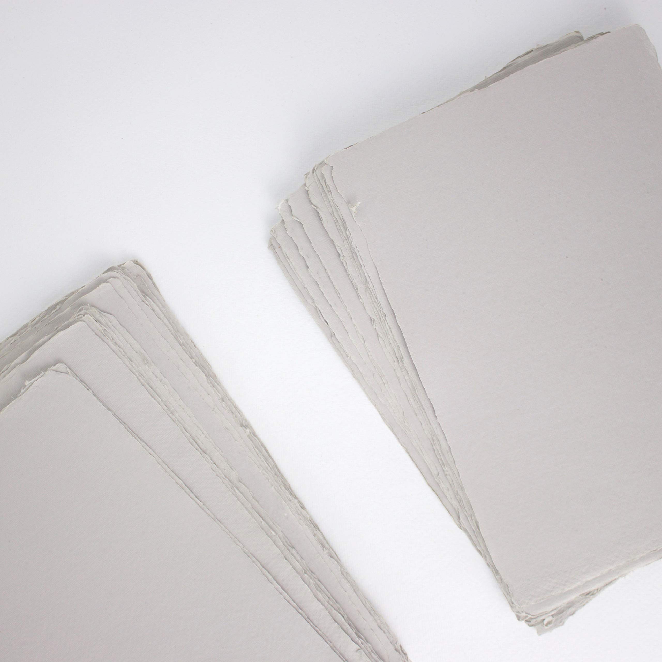8.3 inch x 11.7 inch (A4) 210gsm, Light Grey Handmade Cotton Deckle Edge Papers
