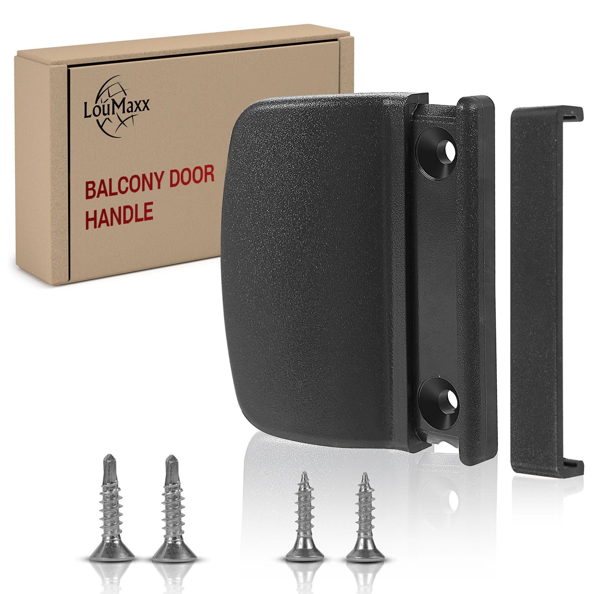 LouMaxx Balcony Door Handle Outside Anthracite for Space-Saving Installation Between Door and Shutter. Patio Door Handle Including Screws, a Handle for Many Applications. with Screw Cover