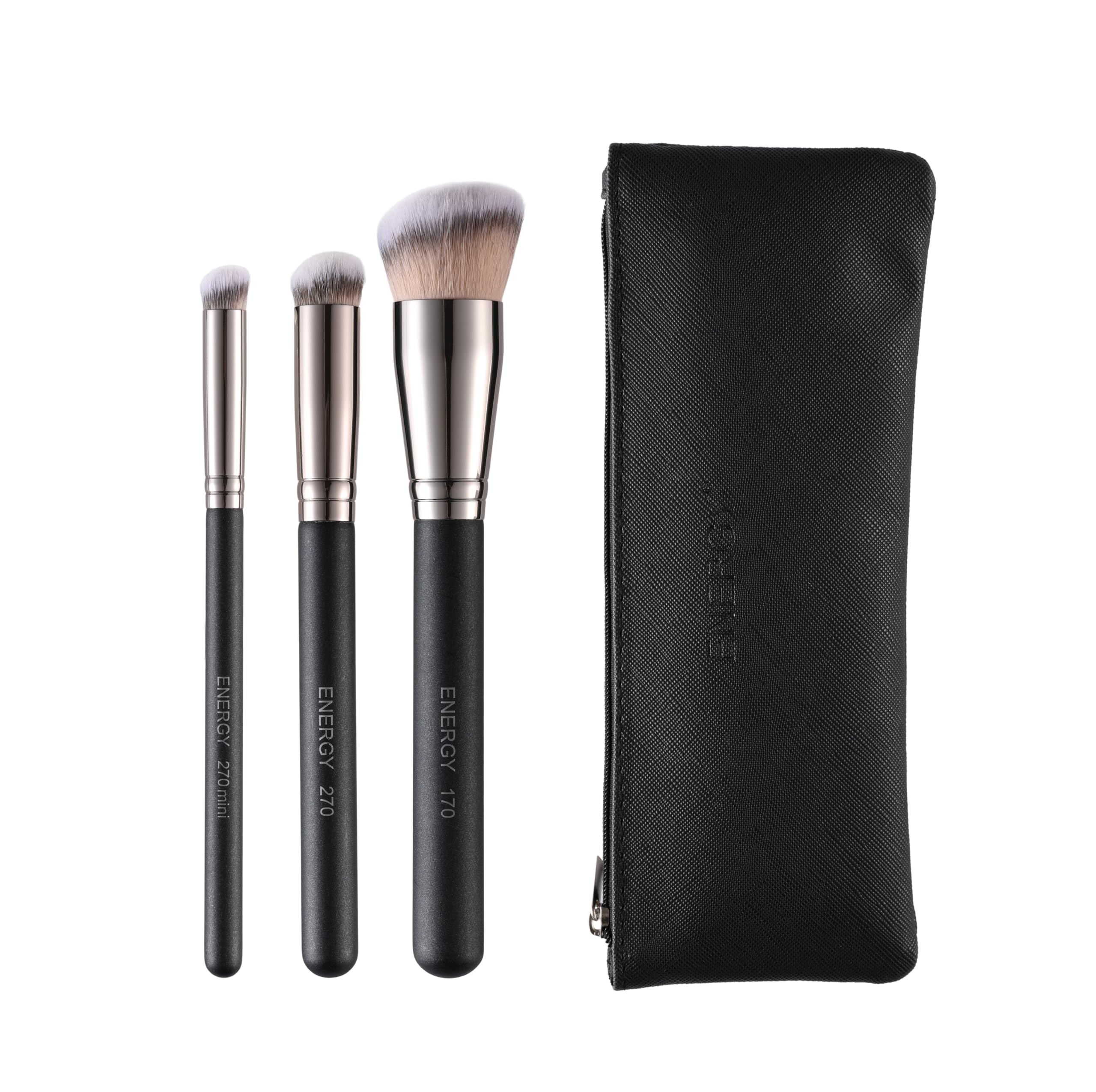 ENERGY 3-in-1 Angled Flat Top Foundation Brush, Concealer Brush, Makeup Brush Set, Travel Makeup Brush for Liquid, Cream, Powder Makeup — image 1