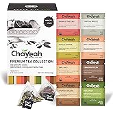 CHAYEAH, Premium Tea Collection (16 Pyramid Tea Sachets, 8 Assorted Flavors), Green, Black, Oolong, Pu’erh & Herbal Tea Sampler Variety Pack, Caffeinated and Non-Caffeinated, Whole Leaf Tea Bag
