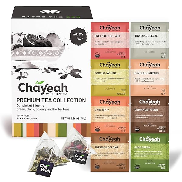 CHAYEAH, PREMIUM TEA COLLECTION (16 PYRAMID TEA SACHETS,...