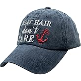 Women's Baseball Cap Boat Hair Don't Care Vintage Distressed Embroidered Dad Hat