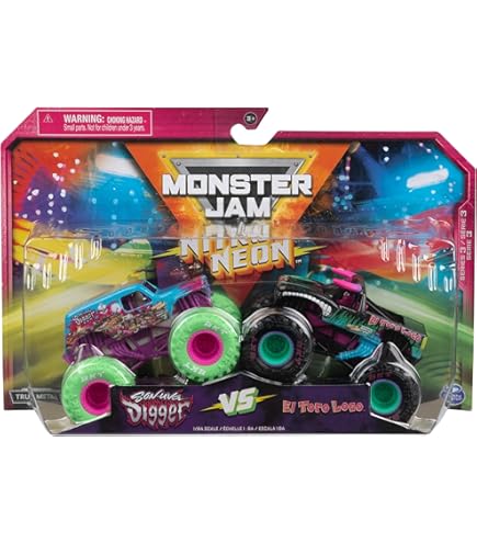 marshmallow  Monster Jam Nitro Neon Sparkle Smash vs Max-D (1:64 Scale
