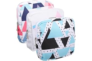 WY LIGHTING LEVEL 3 PCS Sanitary Pad Storage Bag Portable Period Bag for Teen Pads/Sanitary Napkins/Tampons, Sanitary Napkin Storage Bags First Period Gifts for School, Hygiene Bags Travel Containers (Pink,White,Green)