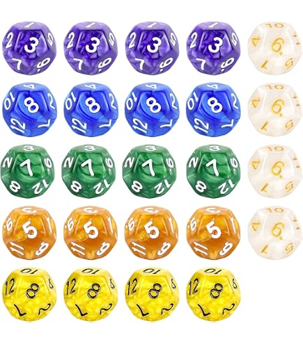 DollaTek 40pcs Count Assorted Pack of 12 Sided Dice - Assortiment Multicolore de dés polyédriques D12 (8 Couleurs , 5pcs pour 1 Couleur DollaTek 40pcs Count Assorted Pack of 12 Sided Dice - Assortiment Multicolore de dés polyédriques D12 (8 Couleurs , 5pcs pour 1 Couleur