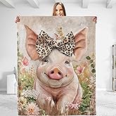 dhakalrlde for Adorable Pig Plush Flannel Blanket Soft, Comfy & Lightweight Warm, Fuzzy, Throw Blanket for Couch, Bedroom, Outdoor Cozy Home Decor 50in×60in