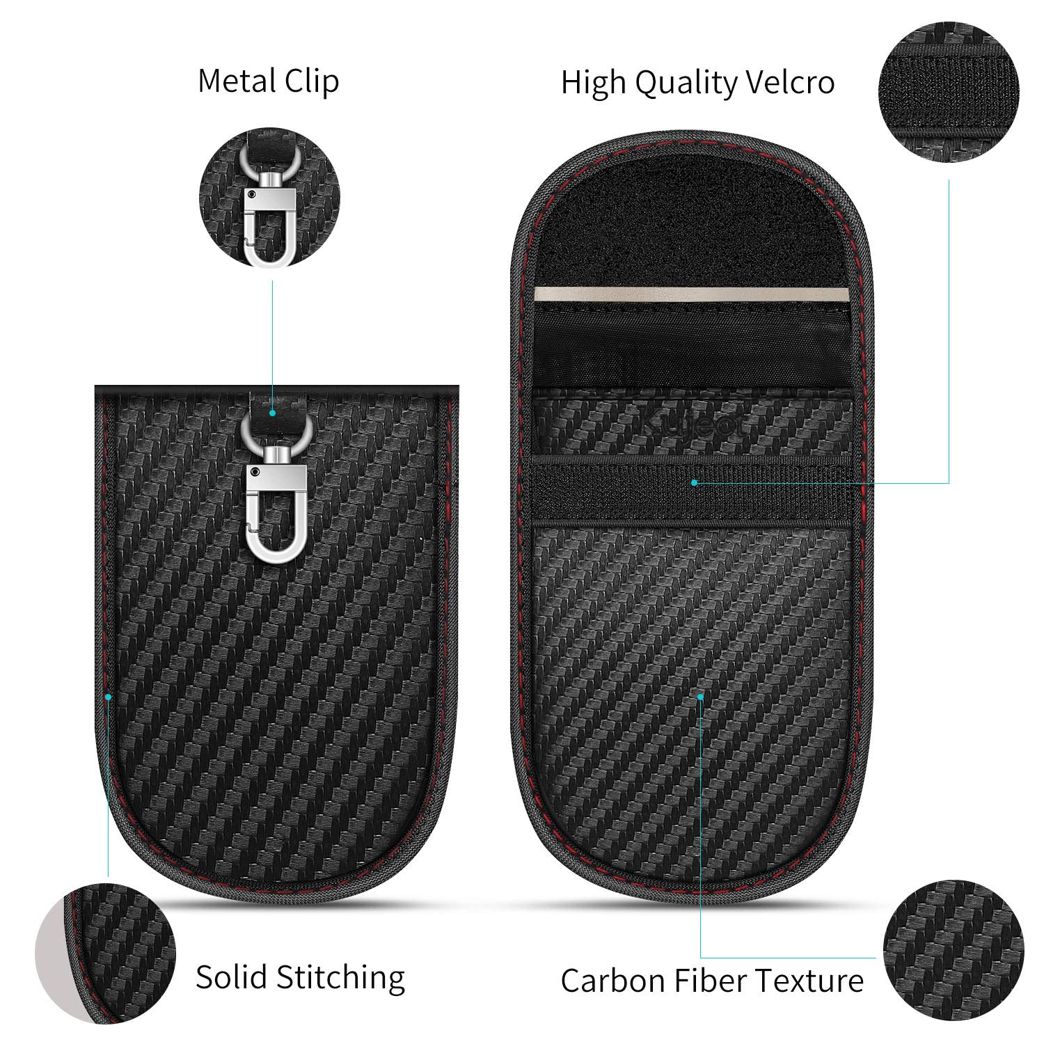 Faraday Key Fob Protector Bags (2 Different Pack), Kuject RFID Signal Blocking Pouch - Faraday Cage Car Key Anti Theft Signal Blocker Case