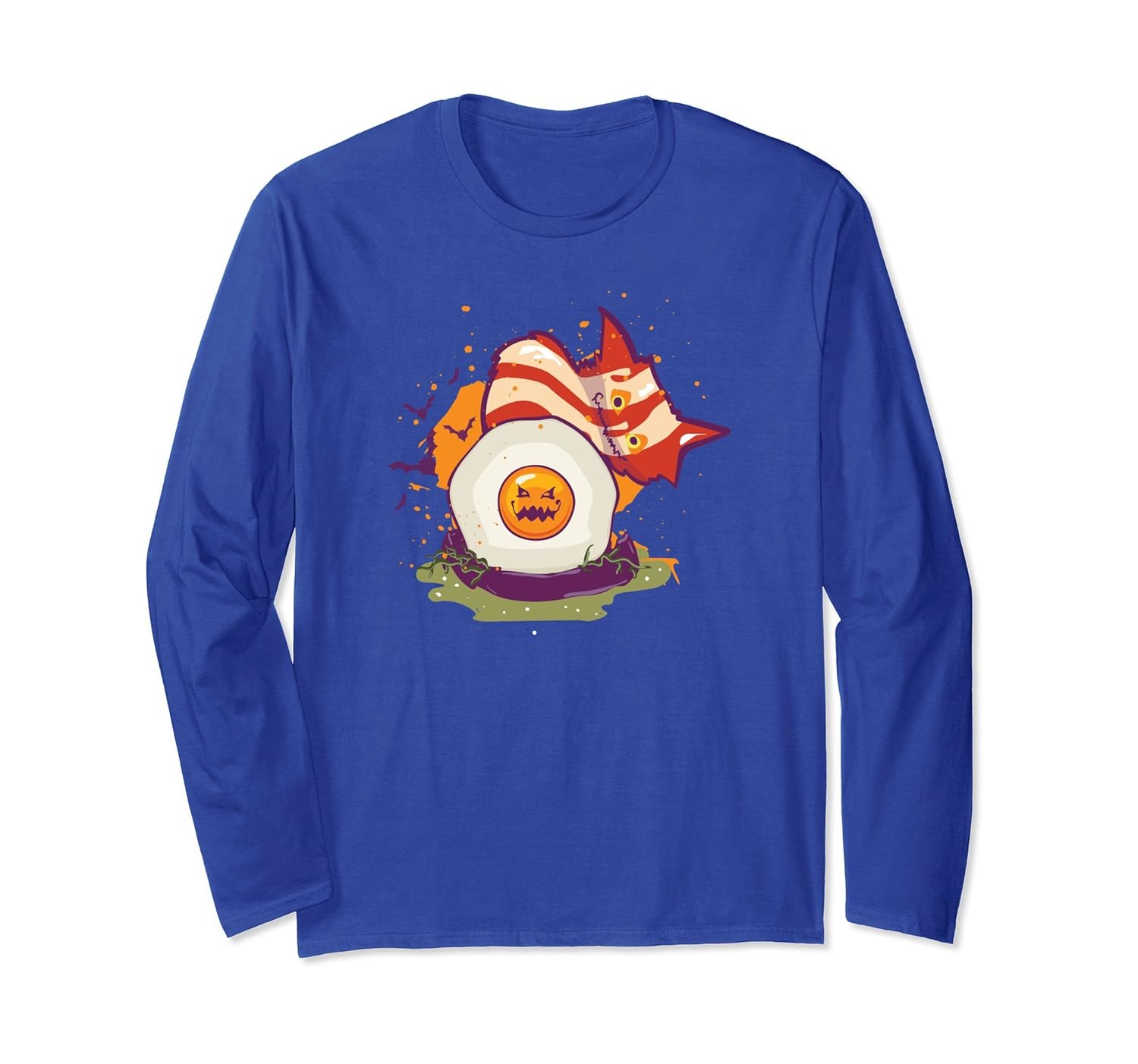 Scary Bacon and Egg Long Sleeve Halloween Clown T Shirt-Rose