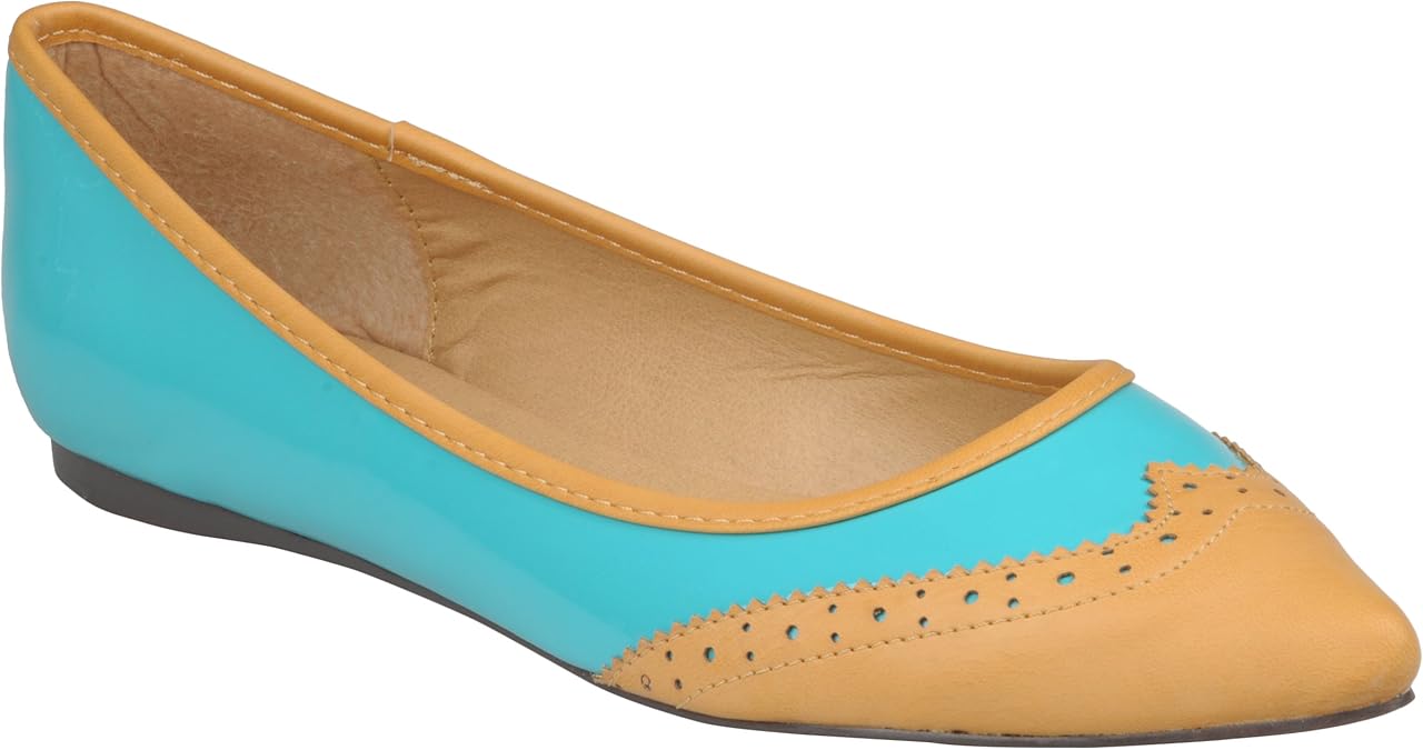 Brinley Co Womens Patent Almond Toe Flats Turquoise Flats