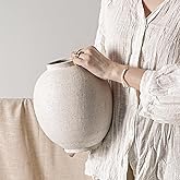 Large White Ceramic Vase - 9.8 Inch Rustic Farmhouse Vase for Home Decor, Minimalist Tall Vases for Living Room, Table, Bathr