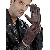 GSG leather gloves for men Sheepskin Classic Driving Gloves Winter Touchscreen Wool Lined Warm Gloves