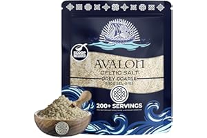 Avalon Celtic Salt, 8.0 OZ Coarse Celtic Sea Salt Organic, Unrefined French Celtic Salt Organic 82 Minerals Coarse, 100% Natural Gros Sel Gris, Sal Celtica Organica, Celtics Salt.