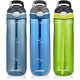 Contigo Autospout Straw Ashland Water Bottle, 24 Oz, Stormy Weather/Vibrant Lime/Monaco, 3-Pack