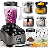 11 in 1 Food Processor Blender Combo,51oz Juice Blender, large Chute 14cup Food Processor,blenders kitchen for Chopping/Mixing/Mincing/Slicing/Shredding/Purees & Dough, safety lock 600W