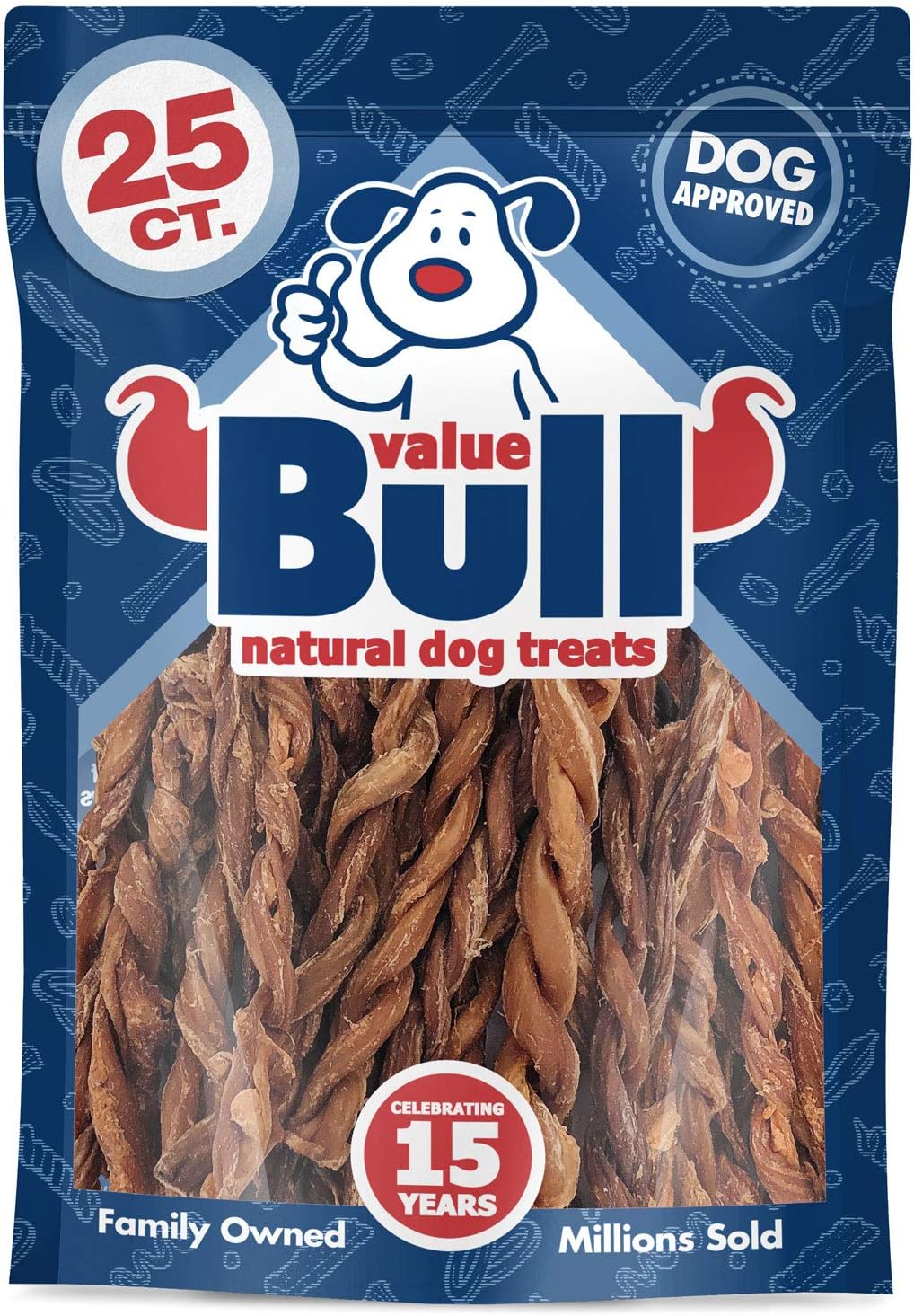 ValueBull Gullet Sticks, Premium Lamb Dog Treats, 5-7 Inch Twists, 25 Count - Esophagus Sticks, Rich in Glucosamine, Joint Health & Cleans Teeth