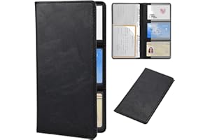 alpmosn Car Registration and Insurance Holder, Auto Card Document Glove Box Organizer, for Essential Document, Driver License, Cards, Car Accessories for Women and Men Interior (Black)