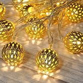 Betus 10Ft 20 LED Moroccan Globe LED Fairy String Lights - Battery Powered Party Hanging Waterproof Lights Decor for Christmas, Garden, Porch, Patio, Indoor &amp; Wedding (Warm White)