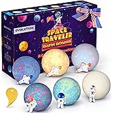 EvolutionUSA Space Bath Bombs for Boys & Girls, 6 Planet Bath Bombs with Toy Inside, Organic Childrens Bathbomb Set, Cosmic Bath Fizzers, Kid Bath Bomb Gift for Valentines, Birthday, Christmas, Easter