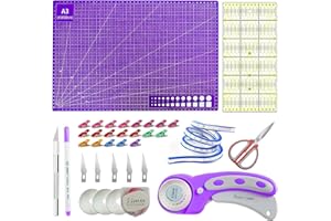 SANJIAN 38PCS Rotary Cutter Set, 45mm Rotary Fabric Cutter Wheel Set, Fabric Cutter Wheel, Quilting Rotary Cutters Rolling Fabric Cutter Wheel and A3 Mat, Rotary Rolling Cutter For Sewing, Quilting