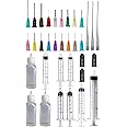 Dispensers Applicator Kit - Syringes, Plastic Squeeze Bottles, and Needle Tips Works for Precisely Delivery Grease, Oil Dispensing, Liquid Glue and Ink