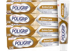 Super Poligrip Extra Care Denture Adhesive Cream, Zinc Free Denture Cream - 2.2 Ounce (Pack of 4)
