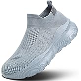Mens Walking Shoes Running Athletic Sports Sneakers Slip on Mesh Lightweight Breathable Tennis Gym Soft Sole
