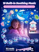 One Fire Star Projector Night Light Unicorn Baby Sensory Gift 15 Films 10 White view 5