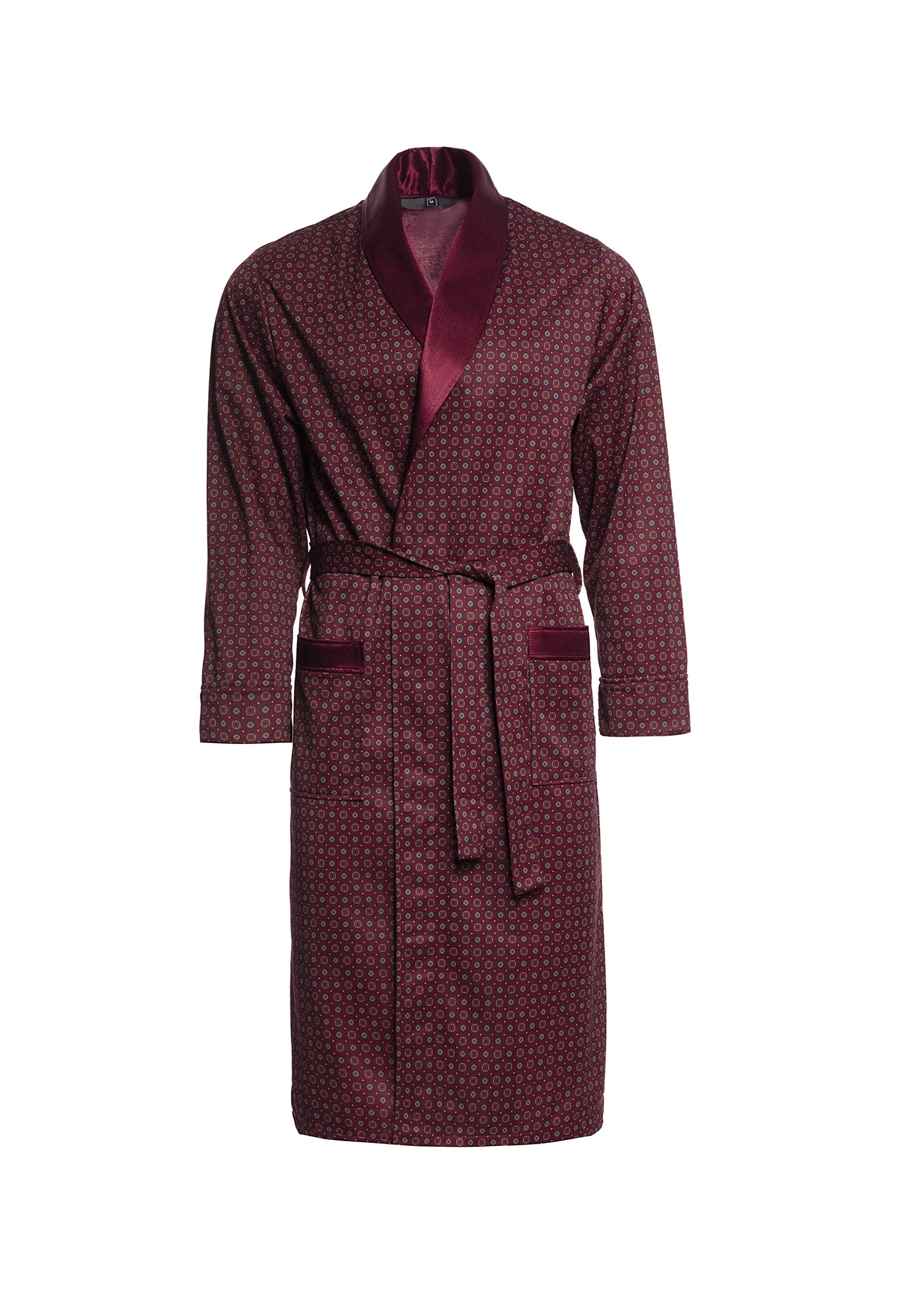 Revise RE-502 Elegant Men's Dressing Gown - Classic style – Burgundy red – S