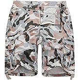 FOURSTEEDS Women's Casual Fitted Multi-Pockets Camouflage Twill Bermuda Cargo Shorts