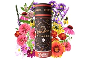 MOUNTAIN VALLEY SEED COMPANY Save The Monarchs Wildflower Seed Shaker - 100,000+ Wild Flower Seeds for Planting - Beautiful Easy to Sow Seed Shaker - 13 Varieties to Attract Monarch Butterflies & Pollinators - Covers ~250 sq ft