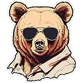 Bear Sticker 4 Inch Wildlife Lover Grizzly Brown Bear - Waterproof Animal Vinyl Decal for Laptop Water Bottle Car Tumbler - Durable Aesthetic Long-Lasting Stickers for Adults ID44990