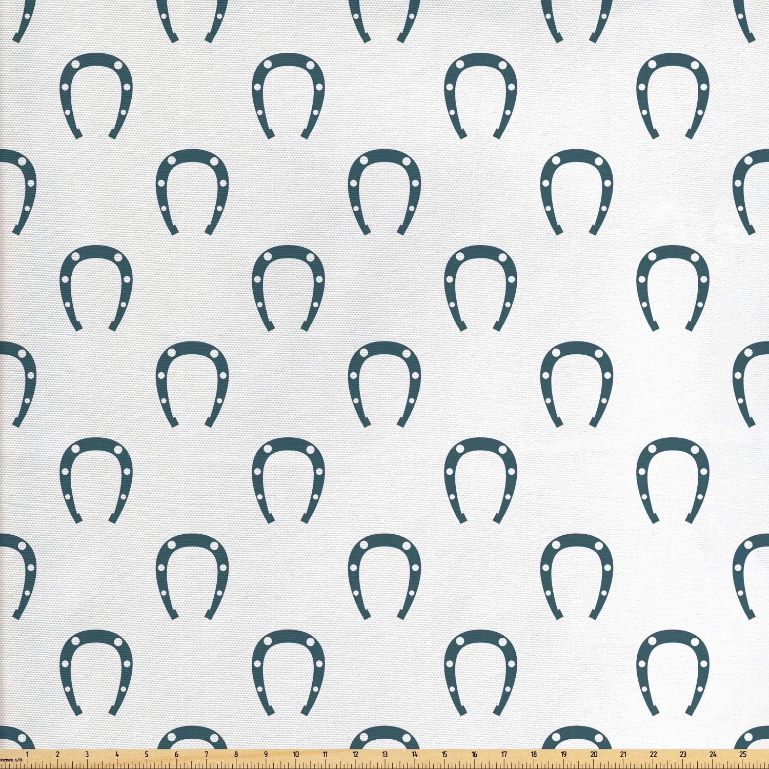 Lunarable Horseshoe Fabric by The Yard, Horse Riding Racing
