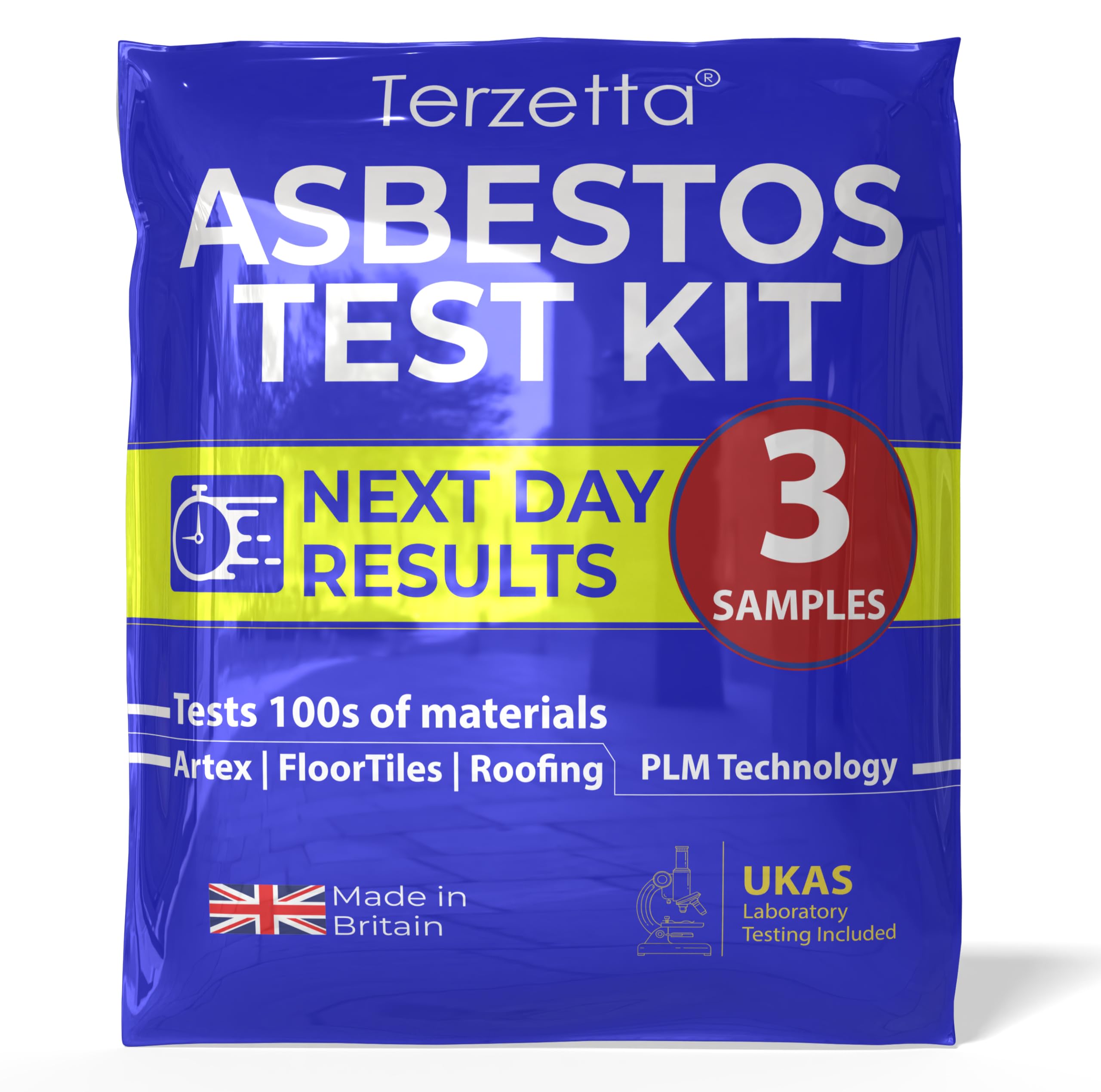 Asbestos Test Kit (3 Sample Only), Next Day Results Asbestos Testing Kit DIY for UK Home with UKAS Lab Fee, Easy Instructions, Return Postage, for Artex Ceilings,Tiling + 100s More - NO PPE