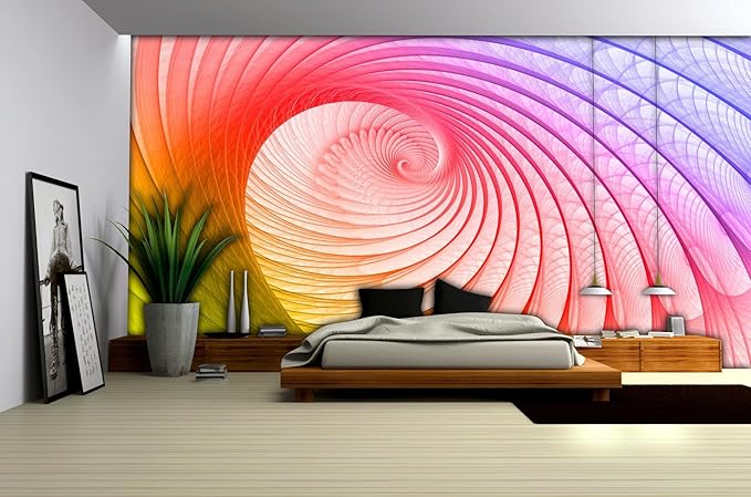 Abstract Rainbow Shell Spiral Wallpaper Mural Amazon Com