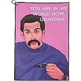 ZEETY Funny Golf Towel – 16" x 24" Premium Microfiber with Clip Holder for Golf Bags – Golf Accessories & Gifts for Men and Women (My World, Grandma)