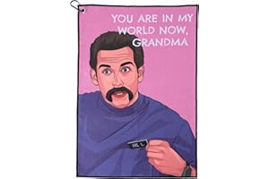 ZEETY Funny Golf Towel – 16" x 24" Premium Microfiber with Clip Holder for Golf Bags – Golf Accessories & Gifts for Men and Women (My World, Grandma)