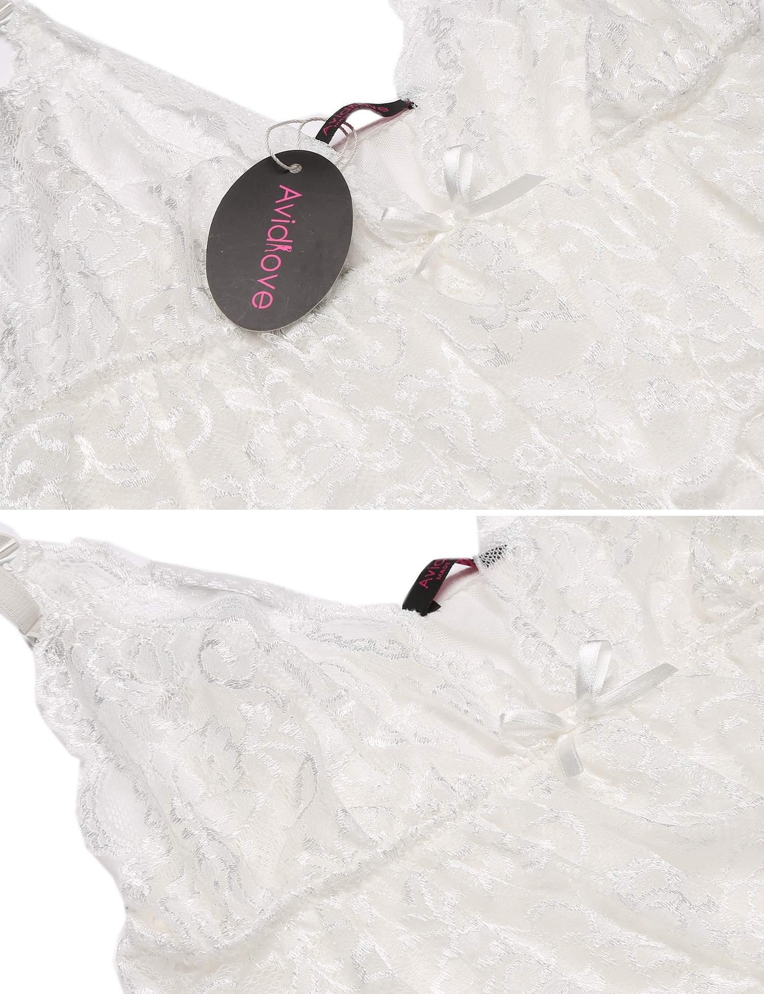 Avidlove Women\'s Sexy Sleeveless Pajamas Set Lace Camisole Sleepwear(White,XXL)