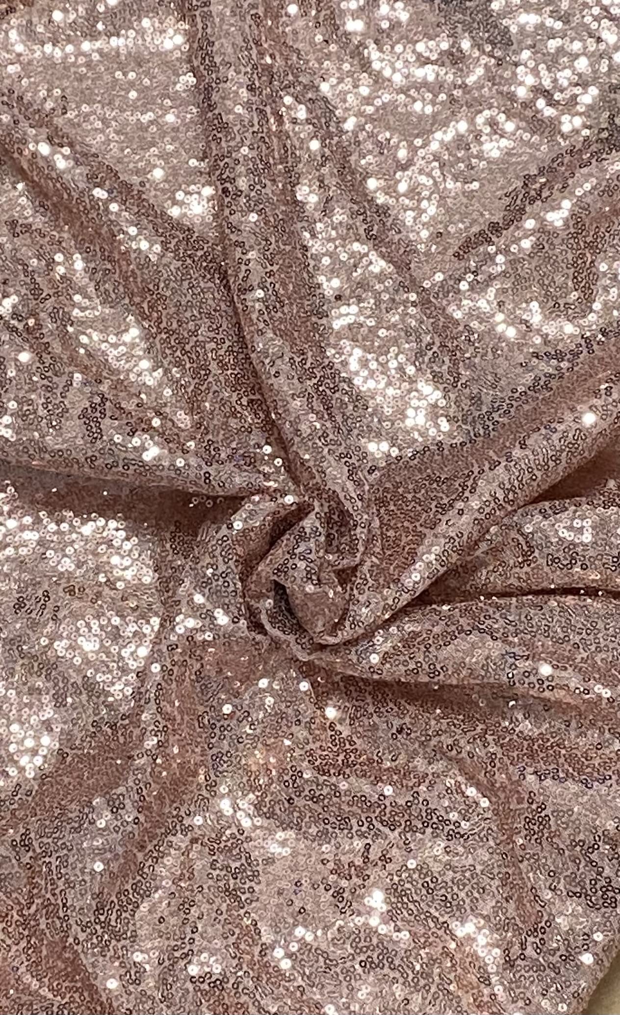 Fancy Textiles Heavy Sequin Sparkly Decorations Material Dress Making Fabric (1 Meter(pre Cut), Peach)
