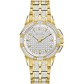 Bulova Ladies' Crystal Octava Gold Stainless Steel 3-Hand Quartz Watch, Crystal Bezel and Dial Style: 98L302