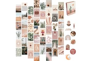 Artivo Boho Wall Collage Kit for Teen Girls, Cute Room Decor, Aesthetic Wall Decor Pictures, Boho Wall Art Prints Bedroom Decor, Posters for Room Aesthetic, Dorm Collage Photos 50 Set 4x6 inch