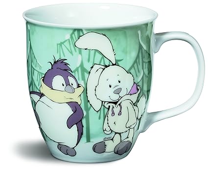 Nici 38992 Tasse Pinguin und Schneehase, Porzellan, 9,5 x 10 cm