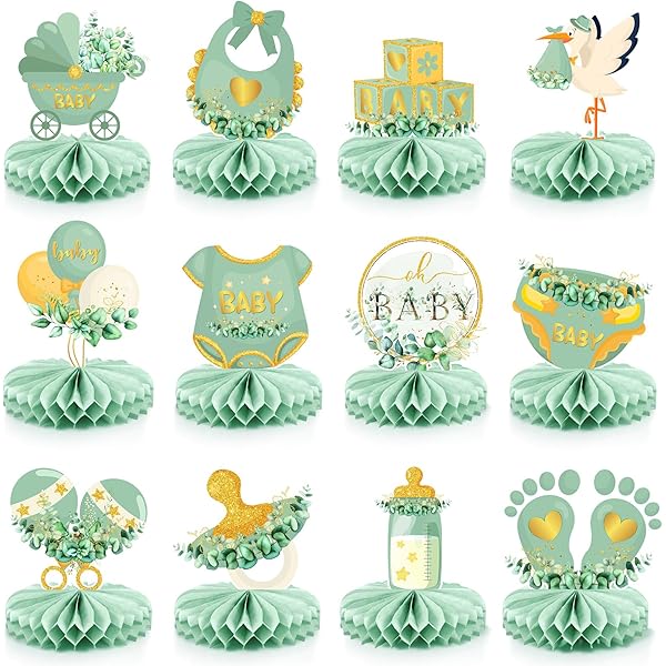 Locally Grown Baby Shower Centerpieces - 12pc Vegetable Honeycomb Decorations