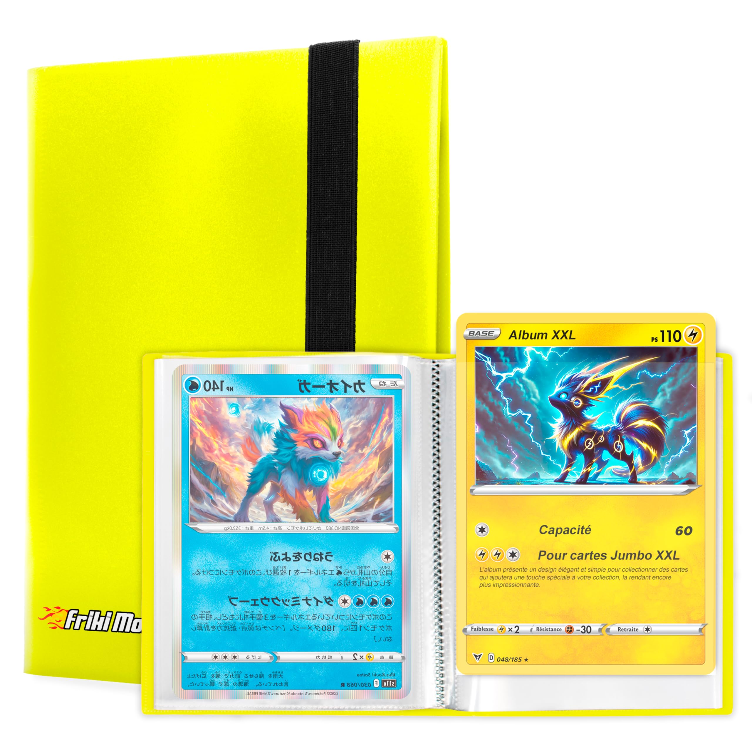 Jumbo XXL Collectible Card Album, album with capacity for 60 Genuine GX Promo Cards, VMAX, V or EX, 30 pages for Jumbo Cards, Album with transparent Sleeves Size 21.1x14.5cm (Yellow)
