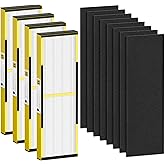 FLT4825 HEPA Filter B Replacement Compatible with Guardian Air Purifier Models AC4825 AC4825E AC4825W AC4300 AC4800 AC4850PT AC4850 AC4900 AC4820 AP2200CA, 4 HEPA Filters + 8 Carbon Pre-Filters