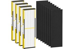 CABICLEAN FLT4825 HEPA Filter B Replacement Compatible with Guardian Air Purifier Models AC4825 AC4825E AC4825W AC4300 AC4800 AC4850PT AC4850 AC4900 AC4820 AP2200CA, 4 HEPA Filters + 8 Carbon Pre-Filters