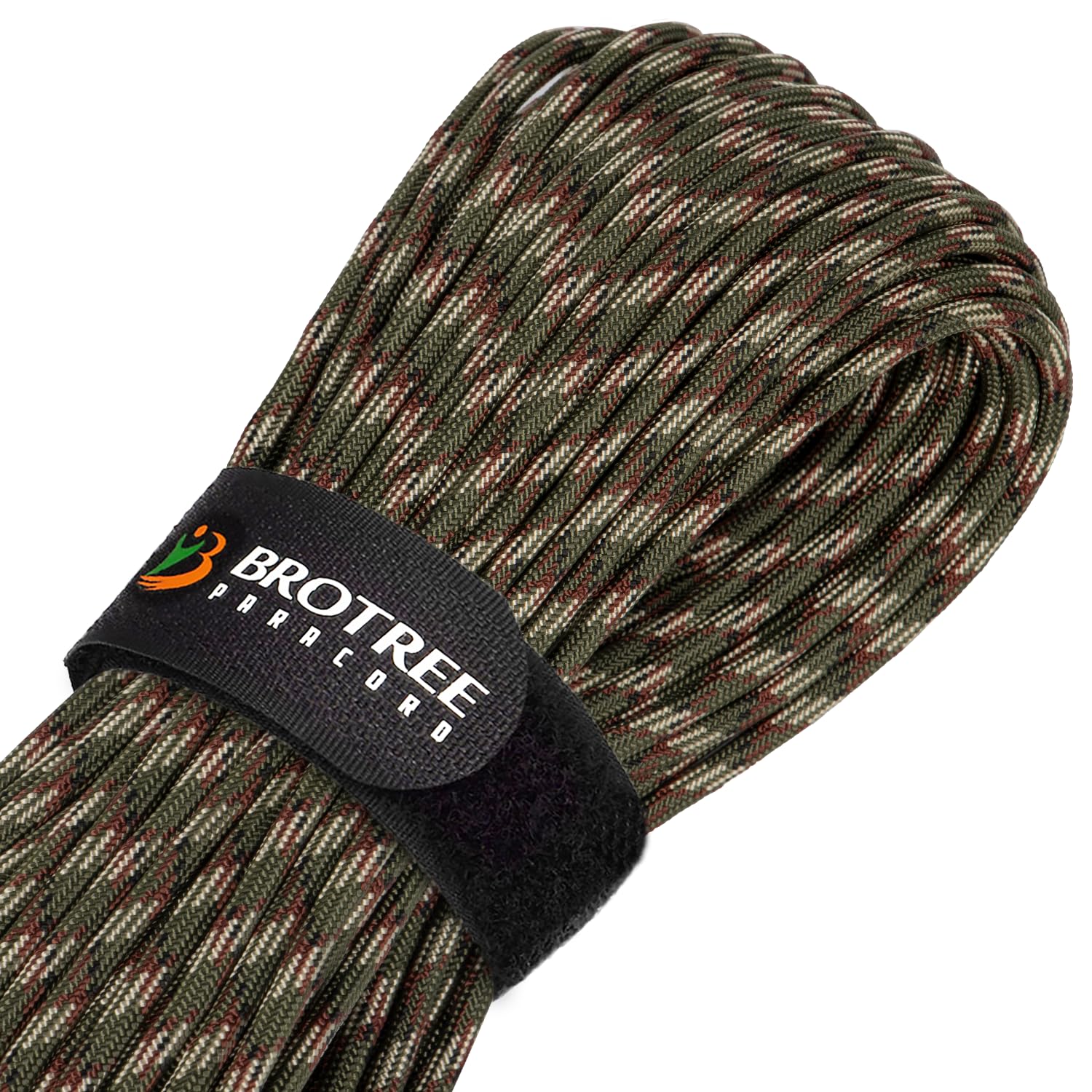 Brotree Paracord 4mm 30M 9 Strands 100% Nylon Rope Type 3 Parachute Cord for Outdoor, Bracelet, DIY - 280kg Breaking Load (Forest Camo)