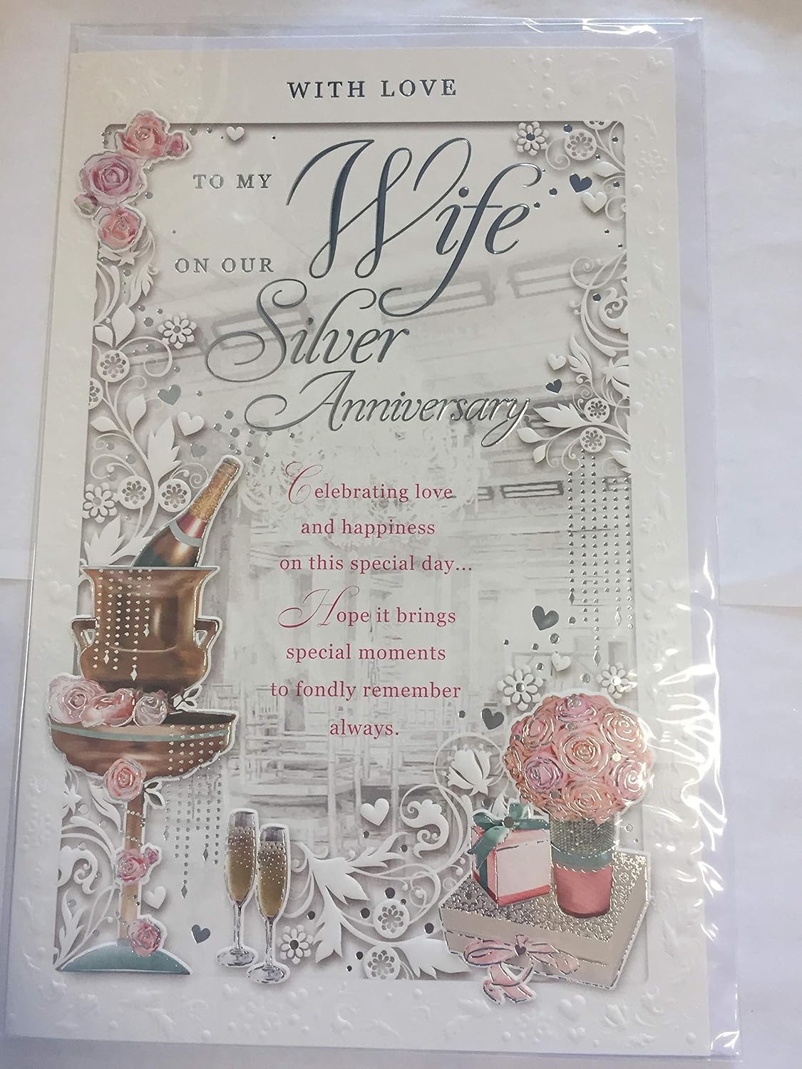 Wife 25th Anniversary Card With Love To My Wife On Our Silver
