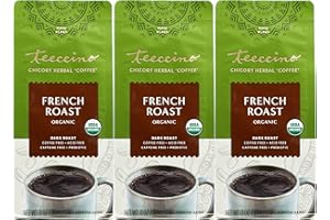 Teeccino French Roast Chicory Coffee Alternative - 11 Ounce - Ground Herbal Coffee That’s Prebiotic, Caffeine-Free & Acid Free, Dark Roast, (Pack of 3)